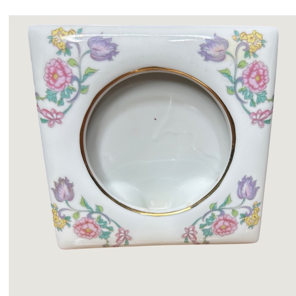 Andrea by Sadek Floral Porcelain Frame White Gold Trim Vintage Japan cottagecore
